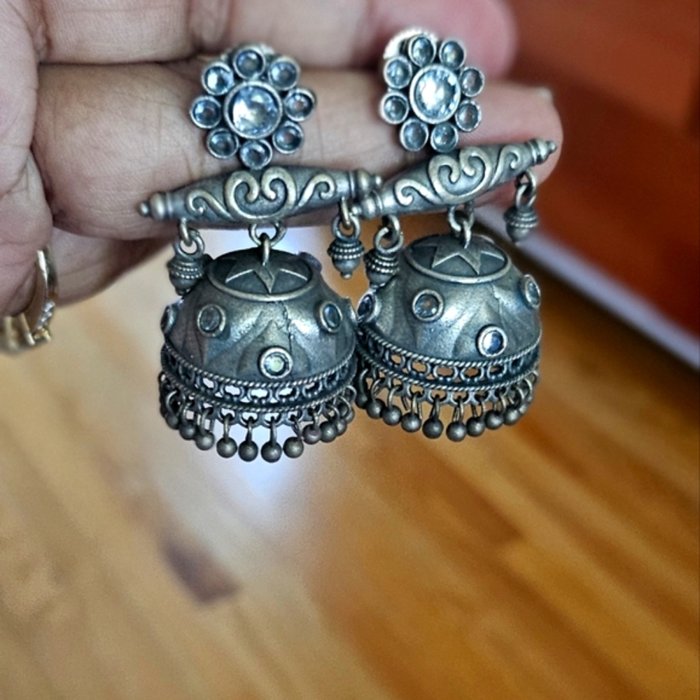 Elegant Silver Jhumka Earrings